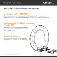 tubo flash di ricambio per flash da studio Emerger 200 & VE-150/200, consumo di potenza 150-200W, facile da sostituire