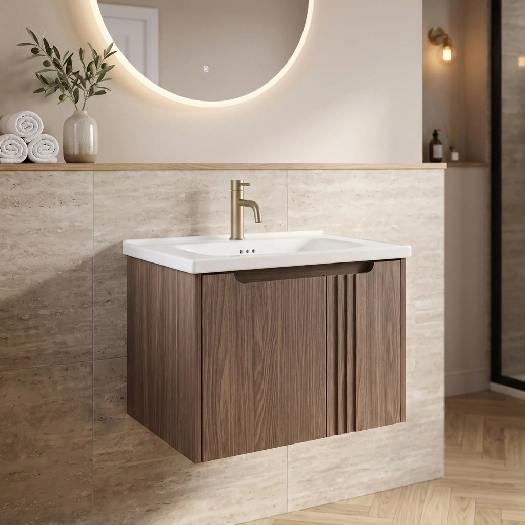 Mobile Bagno Con Lavabo Rea Rivo Db86-60l-1 Dark 60cm