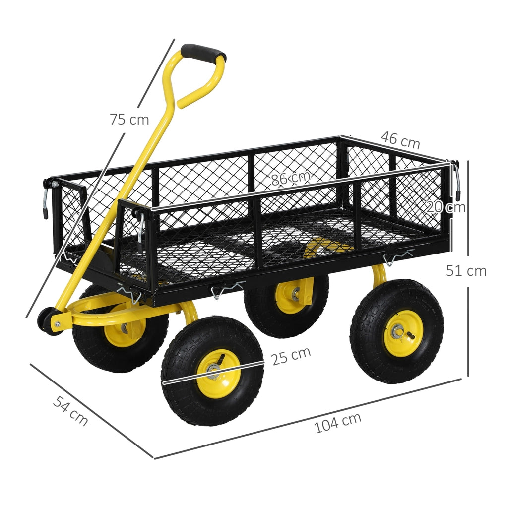 Carrello da Giardino in Acciaio ¨C zephmum ¨C Nero e Giallo 104x54x51 cm