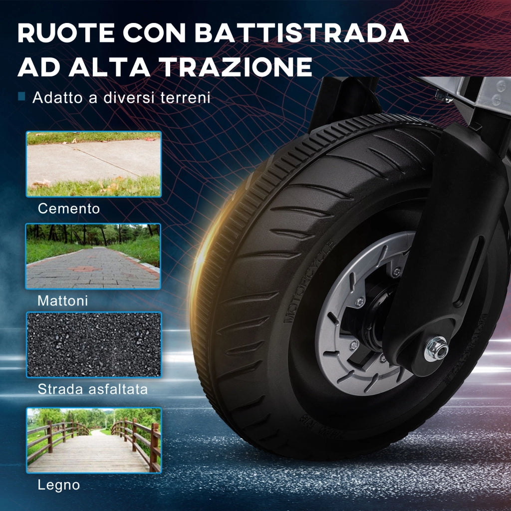 Moto Elettrica per Bambini 3-5 Anni ¨C zephmum ¨C Bianca e Nera 86x44x58 cm