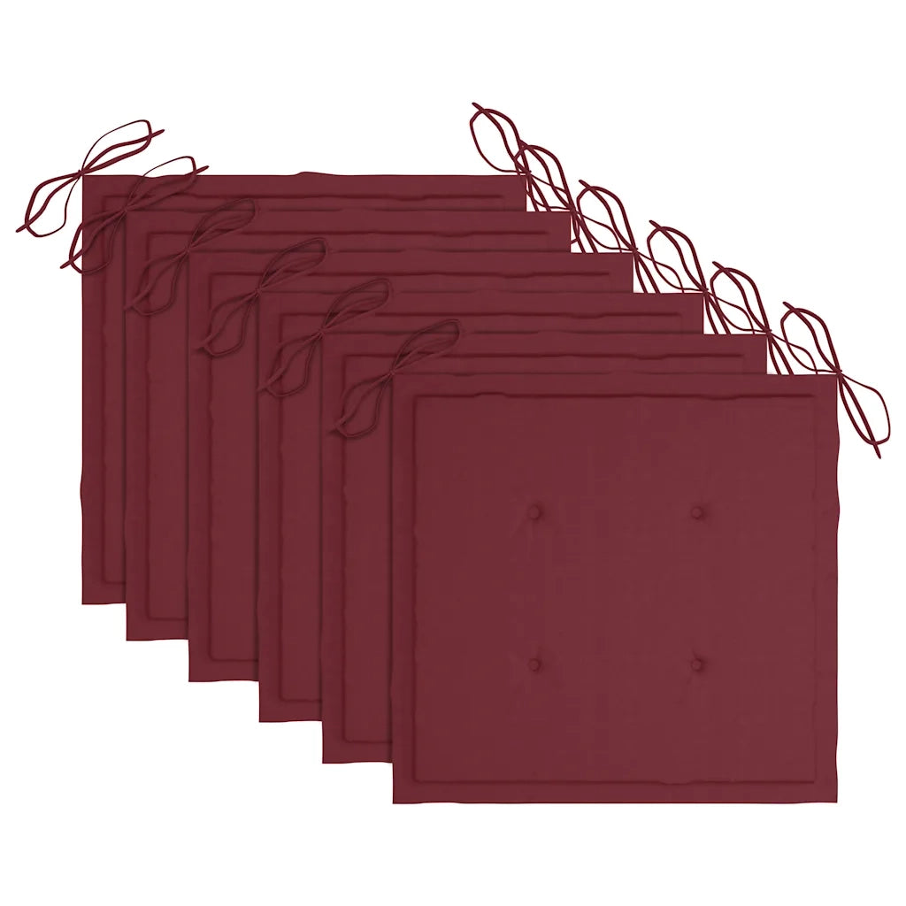 Sedie Giardino con Cuscini Rosso Vino 6 pz Legno Massello Teak 3062550