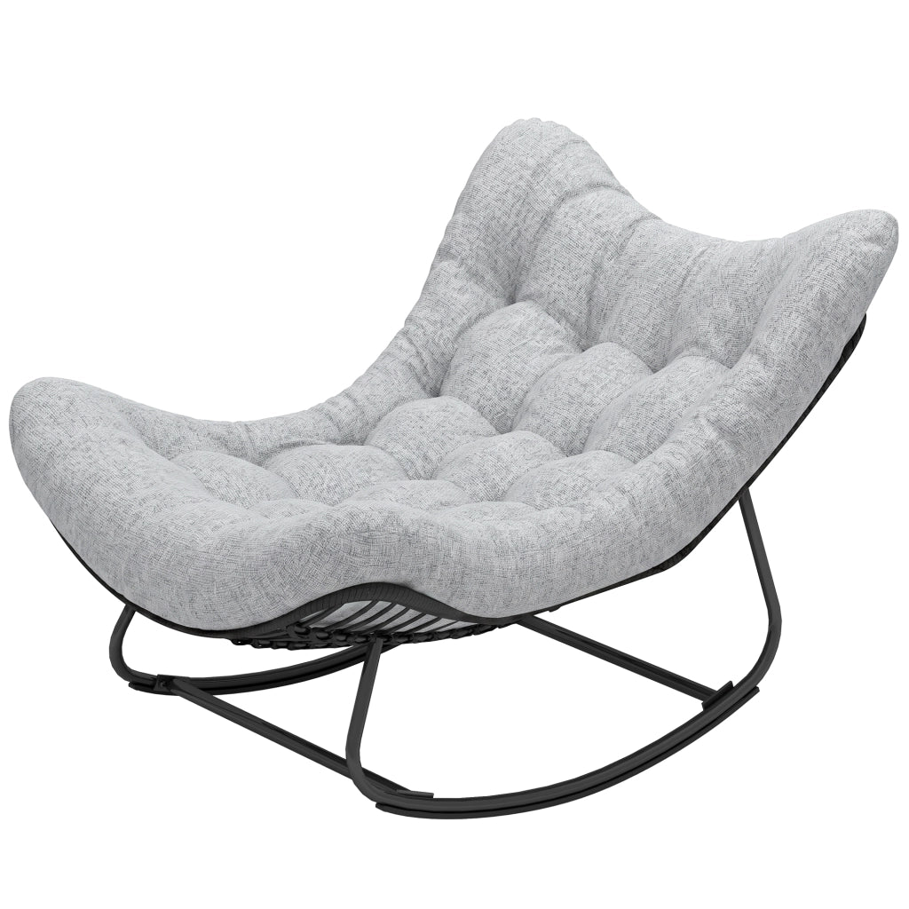 Poltrona dondolo a uovo per giardino con cuscino ¨C zephmum ¨C grigio 98x111x74 cm