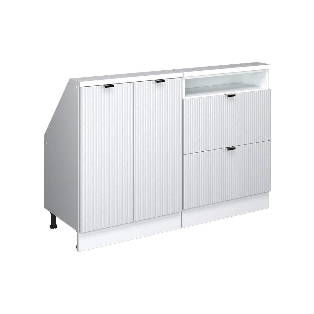 Set di mobili sottotetto Rion Ondulazione bianca/Bianco 120 cm Set di 2 Vicco