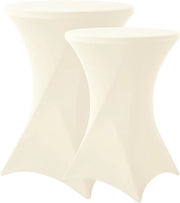 Set di 3 tovaglioli pieghevoli per tavolo da bistro, beige chiaro, diametro 80-85 cm, tovagliolo in spandex con allungamento, rinforzo nel piede per tavoli da matrimonio, compleanni, banchetti e tavoli da bistro