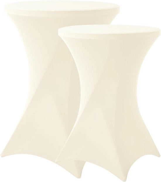 Set di 3 tovaglioli pieghevoli per tavolo da bistro, beige chiaro, diametro 80-85 cm, tovagliolo in spandex con allungamento, rinforzo nel piede per tavoli da matrimonio, compleanni, banchetti e tavoli da bistro