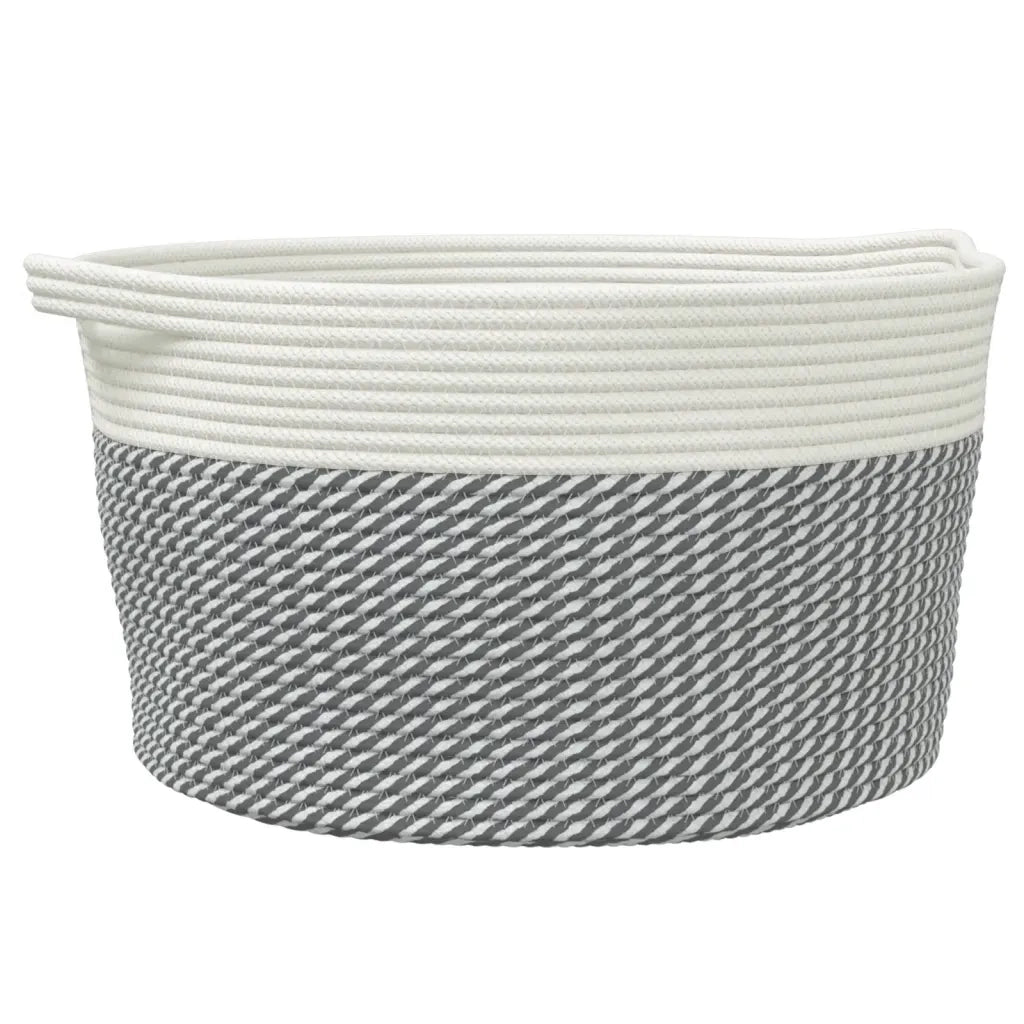 Cestino Portaoggetti Grigio e Bianco ?40x25 cm in Cotone CFW8109762