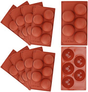 Set di 10 Forme di Cera in Silicone - Resistenti al Calore - Antitraslucido - Forme a Metà Sferiche - Forme per Cioccolato - Facili da Pulire