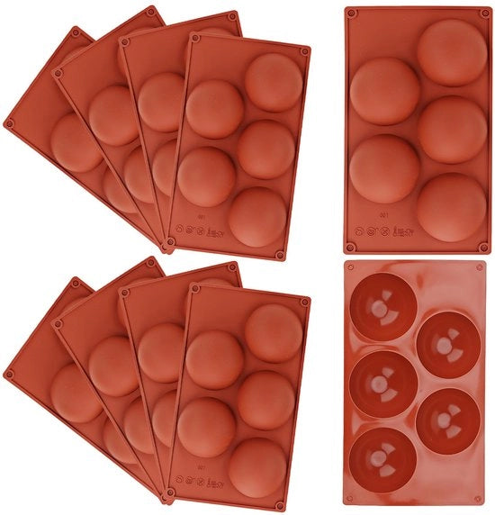 Set di 10 Forme di Cera in Silicone - Resistenti al Calore - Antitraslucido - Forme a Metà Sferiche - Forme per Cioccolato - Facili da Pulire