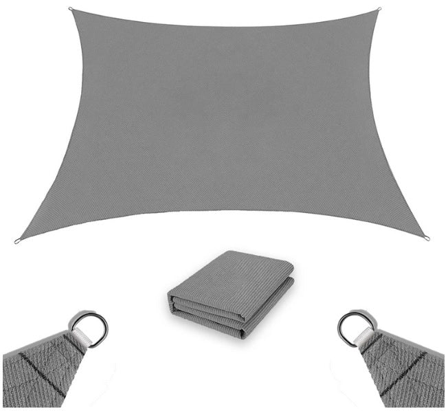 AIO FACTORY Vela ombreggiante impermeabile 3x2m Grigio scuro - Protezione solare da giardino
