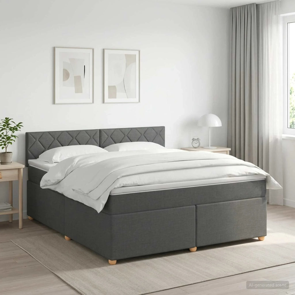 Letto box spring con materasso Grigio Scuro 140 x 200 cm 3450980