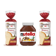 Kit da 2 confezioni di mulino bianco pan bauletto bianco da 400 grammi ognuno e barattolo nutella da 950 grammi
