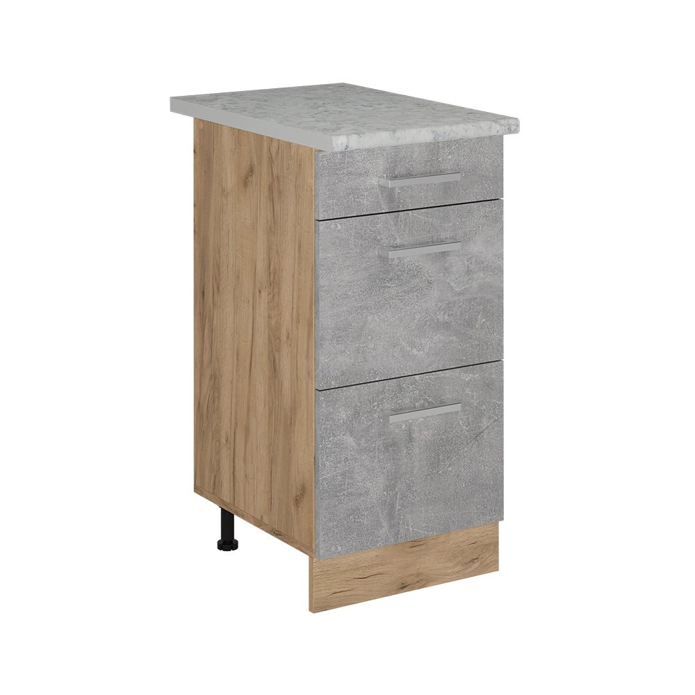 Vicco Mobiletto base per cucina Calcestruzzo 40 cm con cassetti, marmo AP
