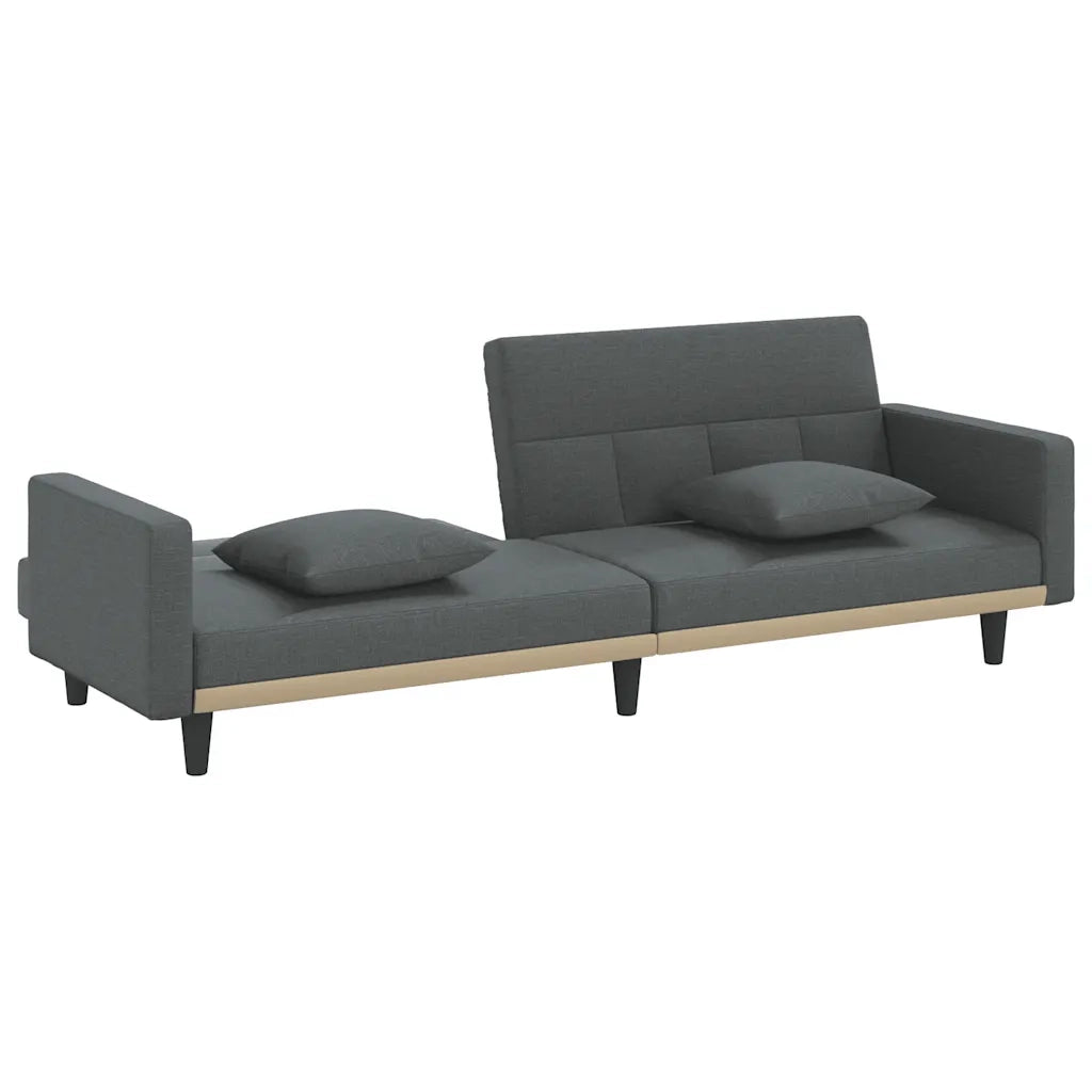 Divano letto | Sof¨¤ letto | Letto singolo con Cuscini Grigio Scuro in Tessuto