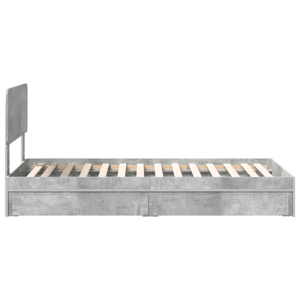 Letto con Contenitore con testiera Grigio cemento 90 x 200 cm