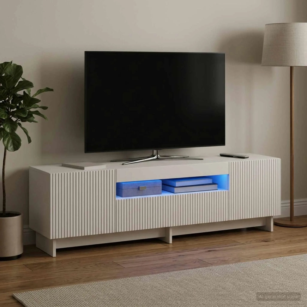 Mobile TV LED EDE 153 x 35 x 43 cm Bianco Legno ingegnerizzato 896025