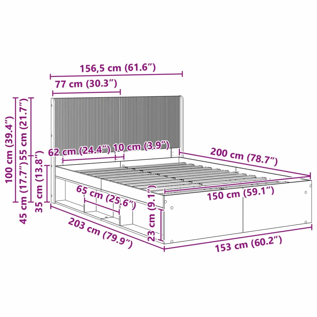 Struttura del letto con stoccaggio e testata Rovere Sonoma 3413839