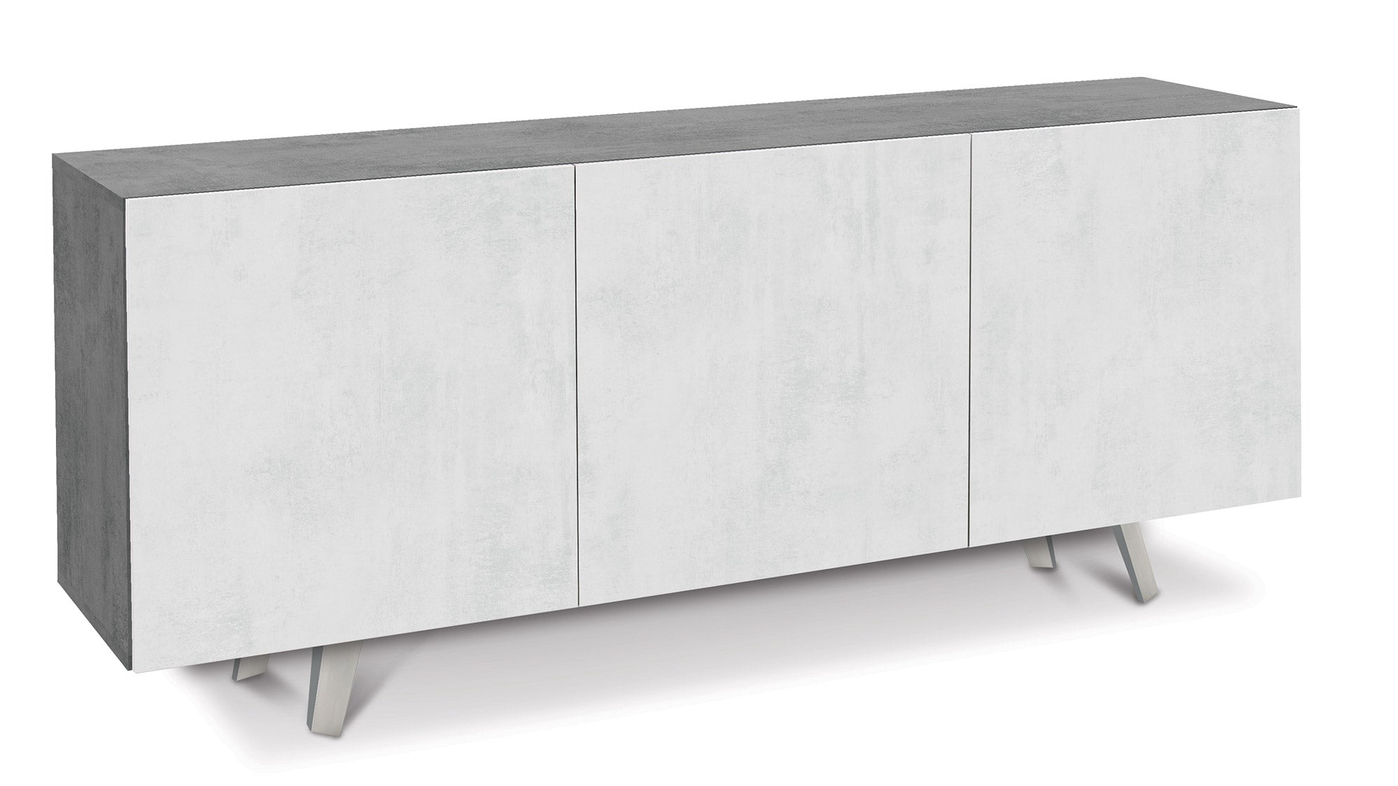 Mobile 3 Ante 174x70x41 cm Cemento/Ossido Bianco