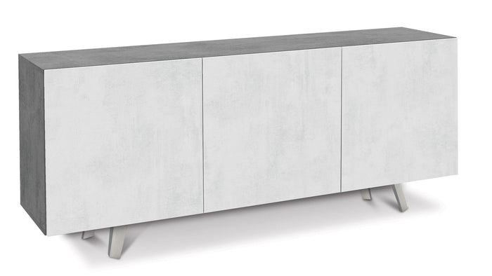 Mobile 3 Ante 174x70x41 cm Cemento/Ossido Bianco