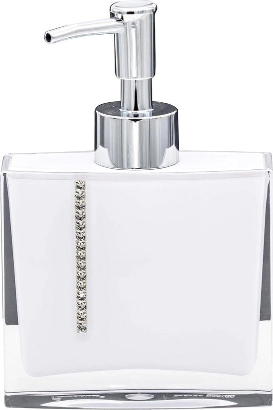 Dispensatore di sapone, acrilico, bianco, ca. 3 x 10,6 x 16 cm