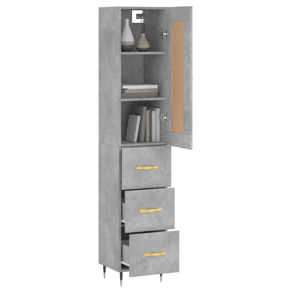Credenza Grigio Cemento 34,5x34x180 cm in Legno Multistrato 3200181