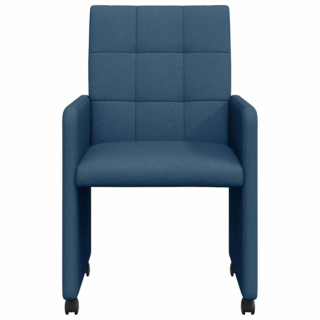 Sedie da Pranzo con Ruote 2 pcs Blu 58 x 65 x 94 cm Tessuto 42017837
