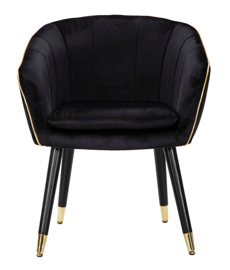 Poltrona Paris 62x58x78 cm in Legno Spugna Metallo e Poliestere Nero e Oro