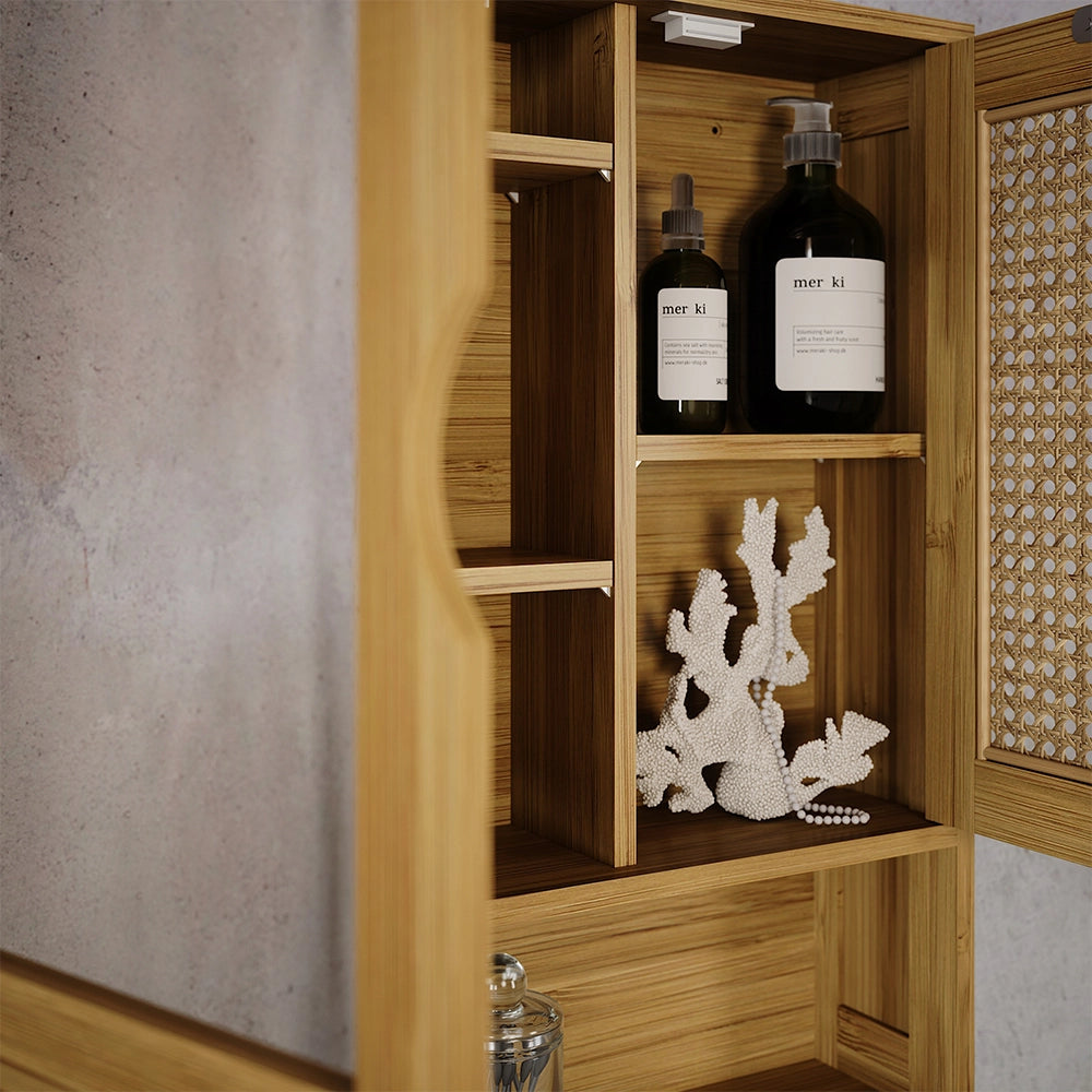 Vicco Specchio contenitore bagno Bambù/rattan 56 x 58 cm con specchio