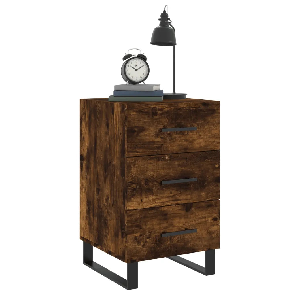 Comodino-Tavolino da notte Rovere Fumo 40x40x66 cm in Legno Multistrato 689469