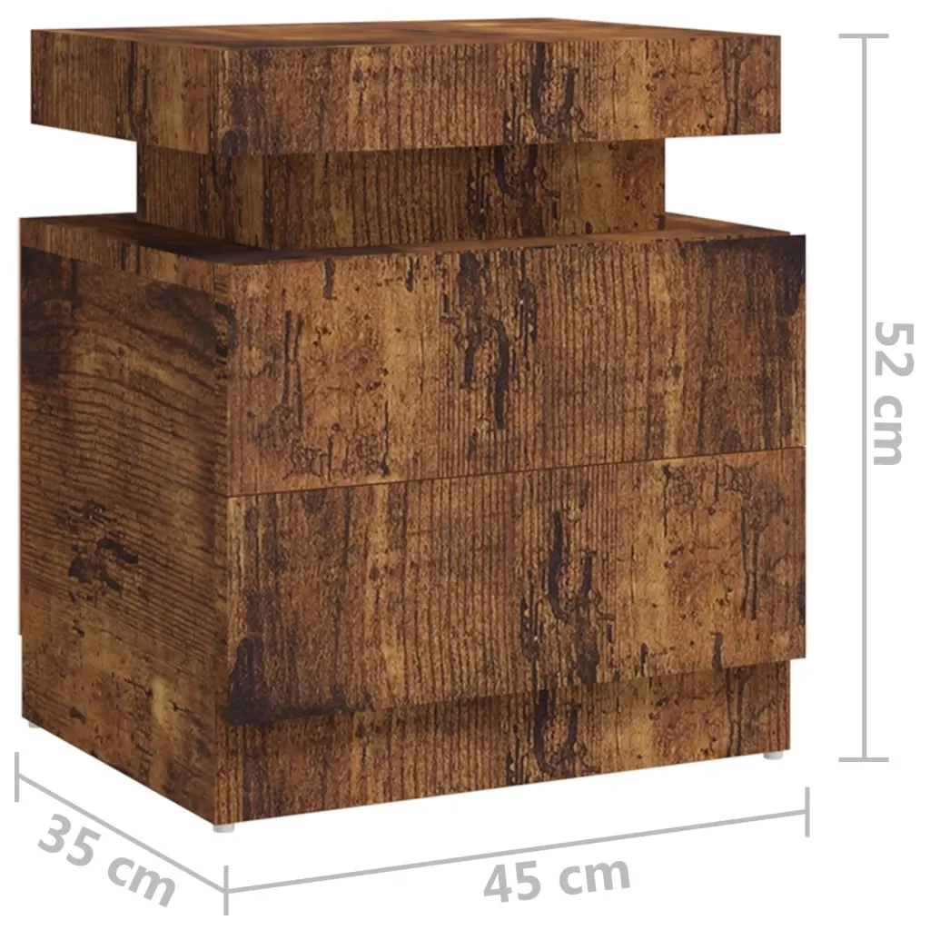 Comodino | Armadio da Notte | Mobiletto da notte Rovere Fumo 45x35x52 cm in Legno Multistrato
