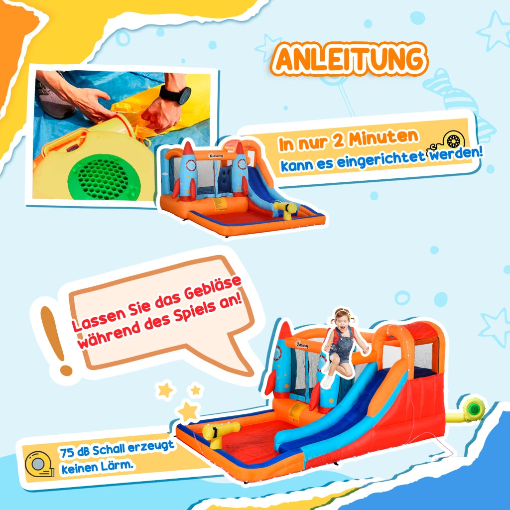 Castello Gonfiabile per Bambini con Ventilatore ¨C Xylo ¨C 350x250x185 cm Multicolore