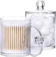 Pacchetto di 2 Contenitori per Dischette, Dispensatore per Dischette, Contenitore per Dischette, Contenitore per Dischette, Cassetto di Stoccaggio per Bagno, per Cosmetici, Bolle di Spugna, Dischette di Spugna, Spille per Capelli, Elastici per Capelli
