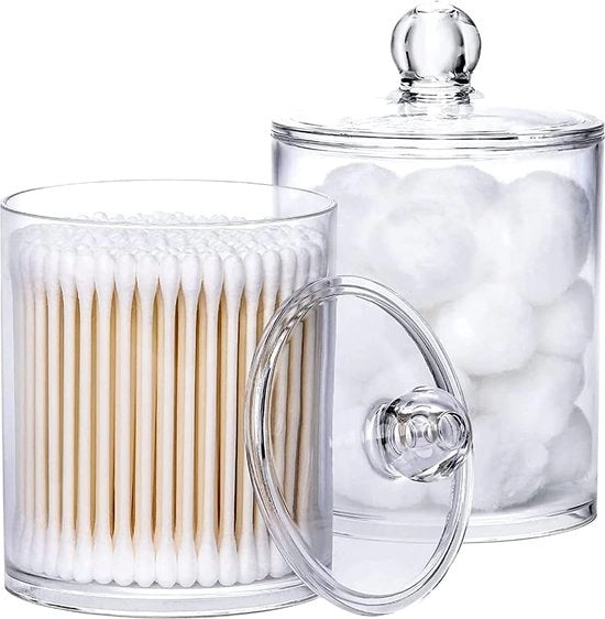Pacchetto di 2 Contenitori per Dischette, Dispensatore per Dischette, Contenitore per Dischette, Contenitore per Dischette, Cassetto di Stoccaggio per Bagno, per Cosmetici, Bolle di Spugna, Dischette di Spugna, Spille per Capelli, Elastici per Capelli