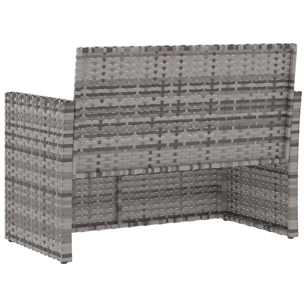 Panca da giardino arredo da esterno terrazza con cuscini grigi 105 x 56 x 75 cm resina intrecciata 02_0011630