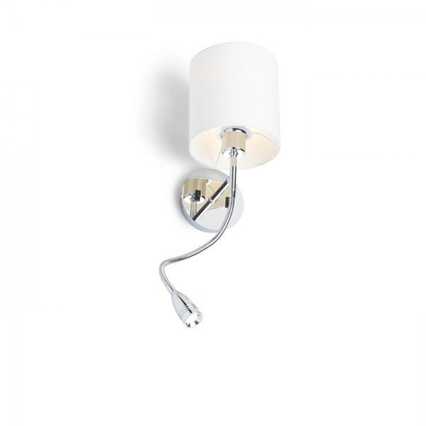 Faretto applique VERSINA con paralume bianco cromo 230V E27 LED 28+3W 25°  3000K