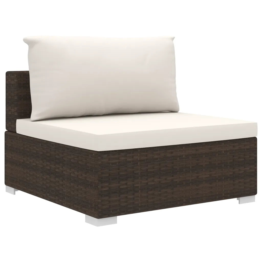 Set Divani da Giardino 4 pz con Cuscini in Polyrattan Marrone 46777