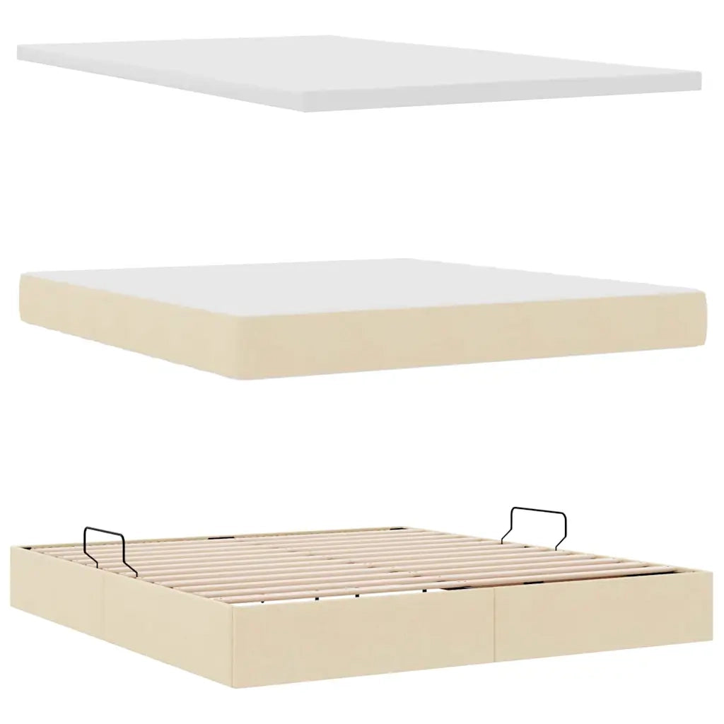 Letto con contenitore e LED Crema 180 x 200 cm Poliestere