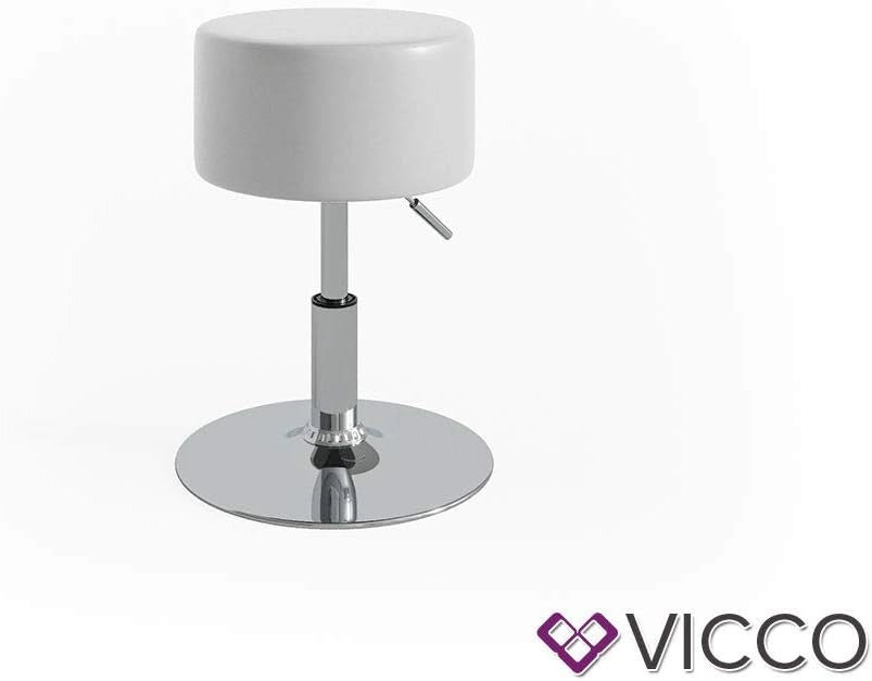 Sgabello Design, Bianco, 33.5 x 67 cm per tavolo da toeletta, regolabile in altezza con rivestimento in similpelle resistente