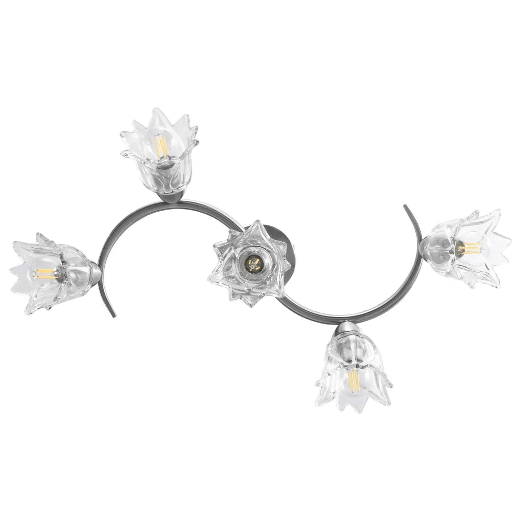 Lampadario con Paralumi in Vetro per 5 Lampadine E14 Tulipano 289233