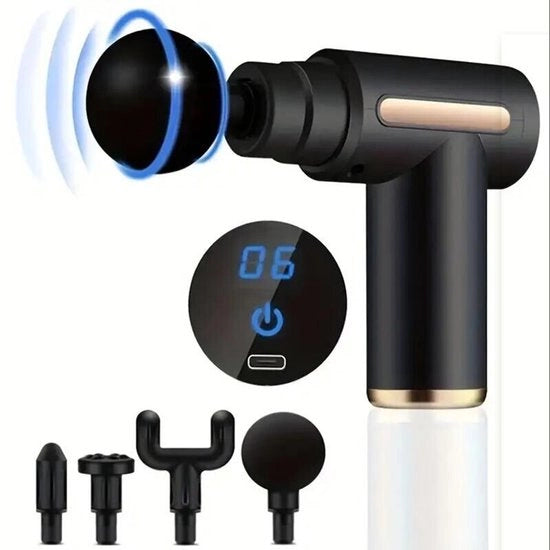 Mini pistolo di massaggio muscolare, dispositivo di massaggio corporeo portatile, profondo, pistolo di impatto massaggio facile da maneggiare, Adatto per corpo, schiena, collo e gambe (nero).