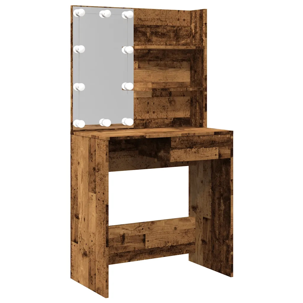 Toeletta con LED Legno Antico 74,5x40x141 cm 857021