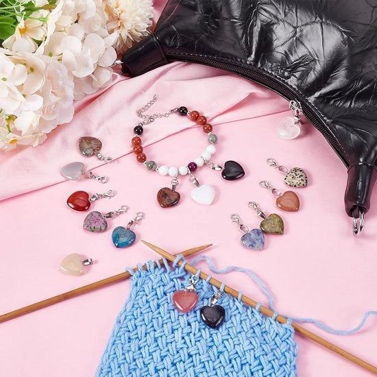 Pendenti a forma di pietra - 16 pezzi - Accessori per gioielli - Colori vari - Pietre del chakra - Ideali per il giorno di San Valentino
