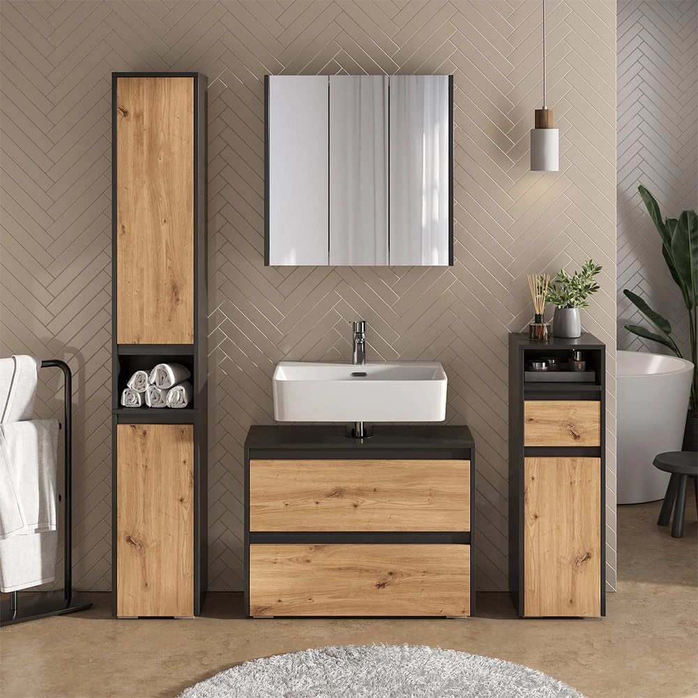 Set di mobili da bagno Majest, Antracite/Artisan, 4 parti