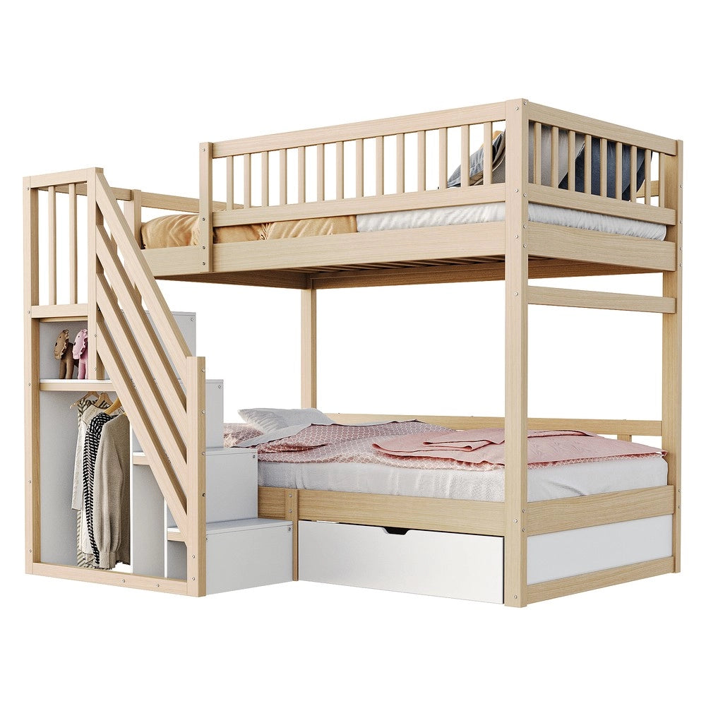 Letto a Castello in Legno Massello con Cassetti e Rete a Doghe ¨C MINIMAL ¨C 90x200