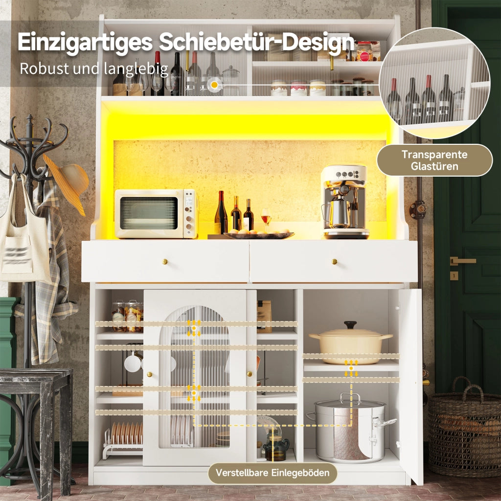 ARMADIO H 120x40x180 cm in MDF e pannello di particelle Bianco con LED