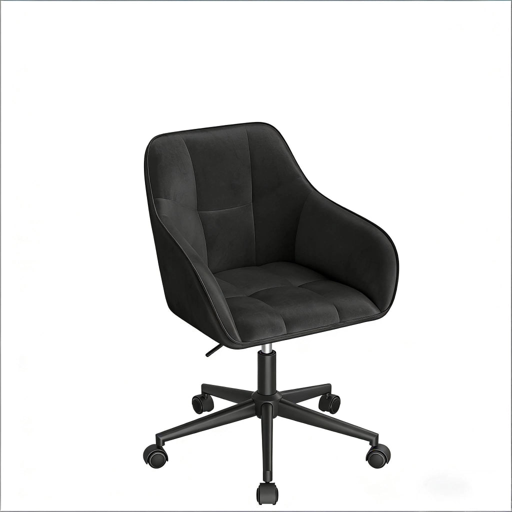 Sedia da Ufficio Ergonomica Girevole e Regolabile in Altezza con Braccioli, in Velluto Nero
