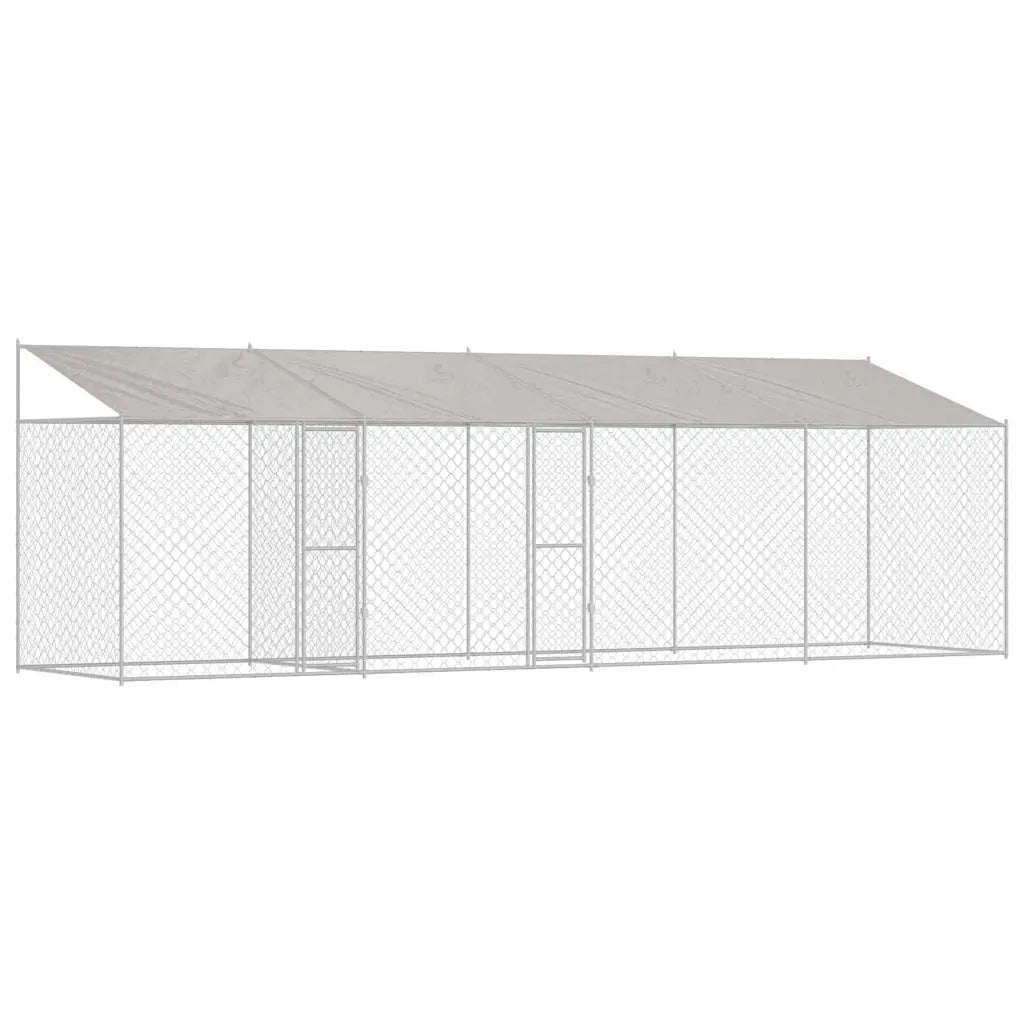 Gabbia per Cani con Tetto Argento 800 x 200 x 256 cm