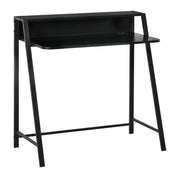 Scrivania per computer 84x45x85 cm in MDF nero con ripiano e passacavi