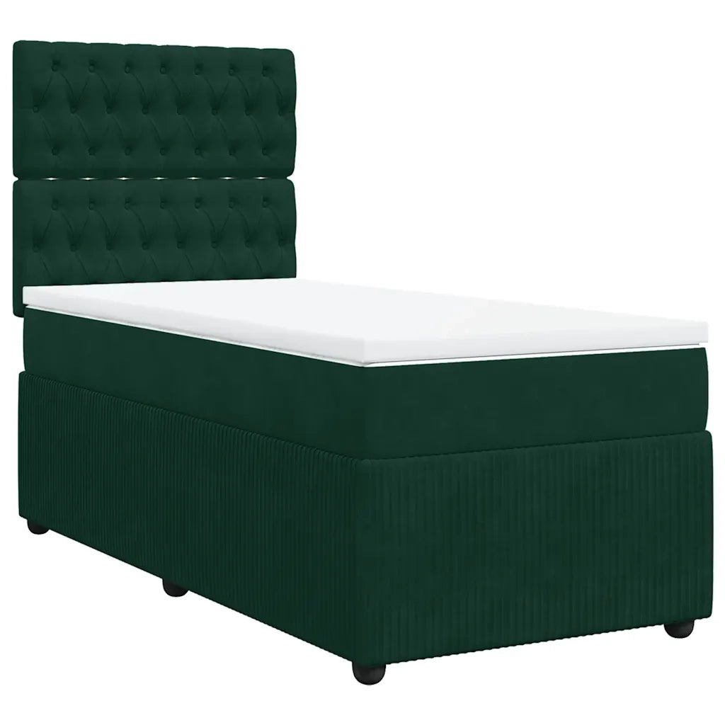 Giroletto a Molle con Materasso Verde Scuro 90x200 cm Velluto 3294547