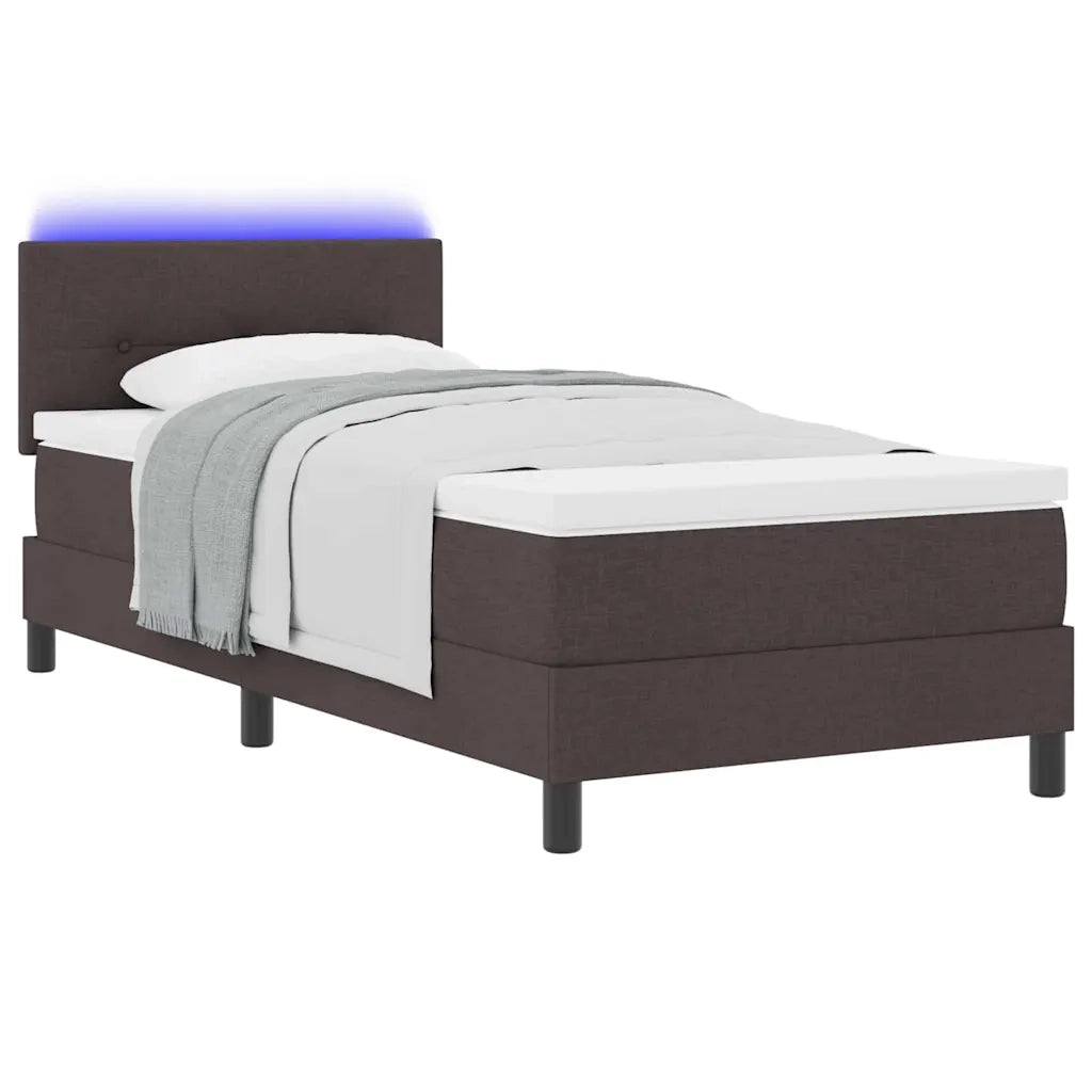 Letto a molle con materasso Marrone Scuro 80 x 200 cm Tessuto