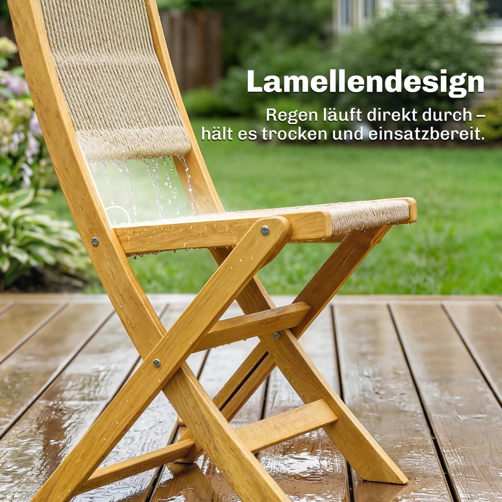 Set Giardino Polyrattan Legno Pieghevole ¨C zephmum ¨C 3 Pezzi con Tavolo e 2 Sedie